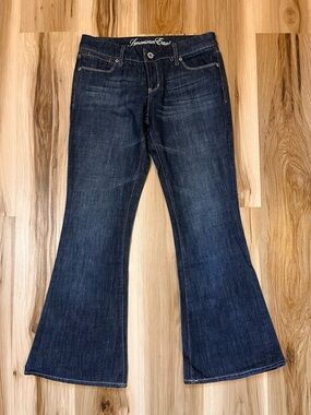 American Eagle Real Flare Jeans Womens 8 Regular Denim Y2K Low Rise 2000s Dark